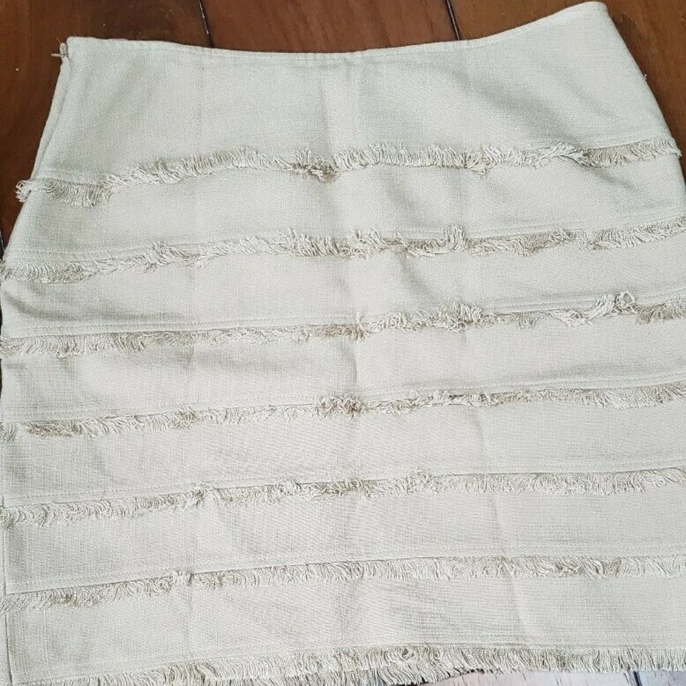 Juliana Collezione Skirt with Fringe Beige 14